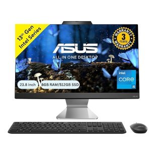 ASUS A3402, 23.8" FHD, 13th Gen, Intel Core i5-1335U, All-in-One PC (8GB RAM/512GB SSD/Windows 11/Office 2021/Black/5.4 Kg) with Wireless Black Keyboard & Mouse, 3 Years Warranty, A3402WVA-BPC002WS