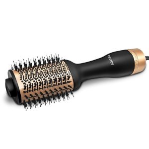 AGARO HV2179 Hot Air Brush for Hair, Blow Dryer Brush, Volumizer & Styler, 360° Airflow Vent, Oval Barrel for Hair Volume, Charcoal Bristles, Ceramic Coating Brushing Head, 1200W, Gold & Black