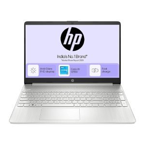 HP 15s, 12th Gen Intel Core i3-1215U Laptop (8GB DDR4, 512GB SSD) Anti-Glare, 15.6"/39.6cm,FHD, Win 11, MS Office 21, Silver, 1.69kg, Intel UHD Graphics, HD Camera, Dual Speakers, fy5006tu